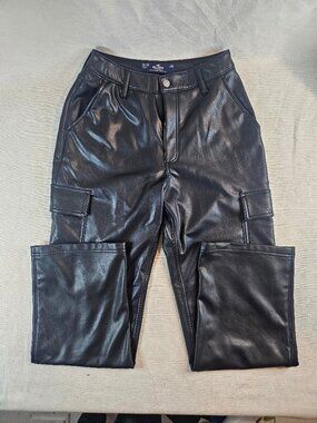 Hollister Women's High Rise Vegan Leather Cargo Pants - Size 3S/2S 26W